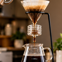 Set Cafetera Dripper v60 + Server Vidrio Transparente 600ml con Base en Madera
