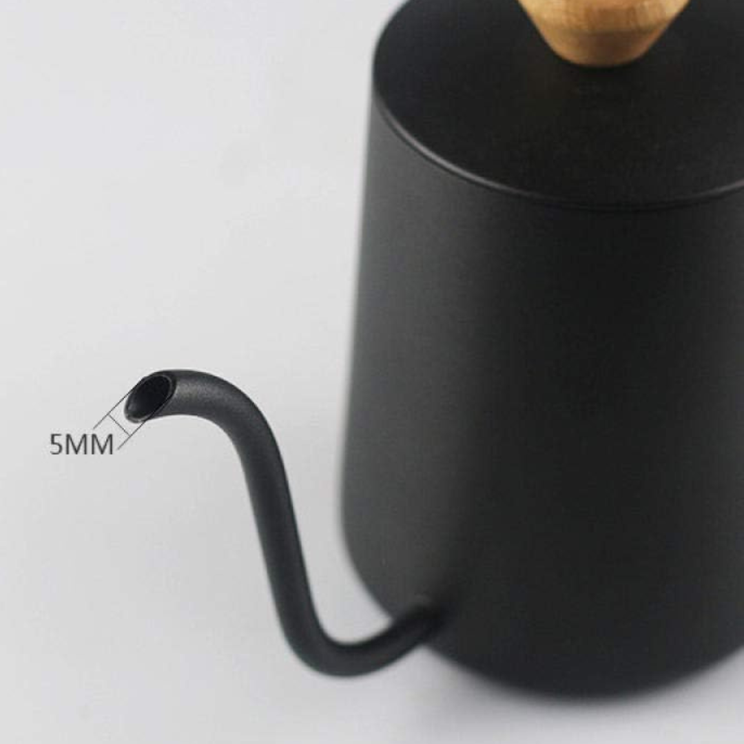 Jarra Calentador Cuello Ganso Negro y Madera 600ML