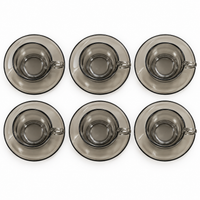 Set Tazas para Café + Plato 12 Piezas Vidrio Ahumado 150ml