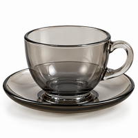 Set Tazas para Café + Plato 12 Piezas Vidrio Ahumado 150ml