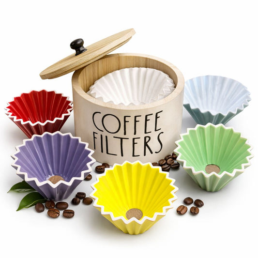 Soporte Almacenar Filtro Papel Cafe Origami Madera