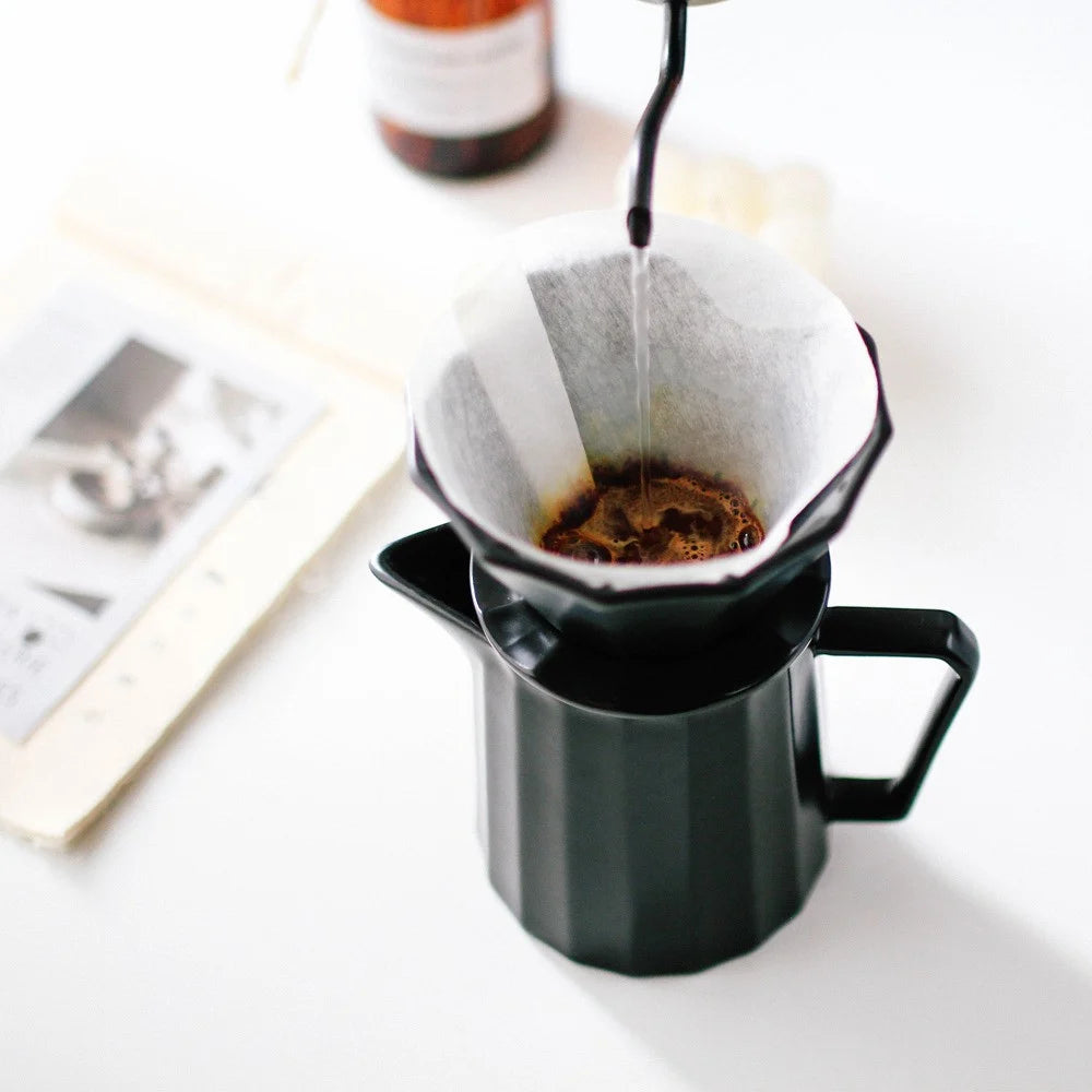 Kit Dripper Goteo Black Diamante | Cafetera Metodo V60 Ceramica con Server con Punta Fina
