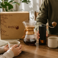 Kit de Cafe para Regalo con Cafetera Tipo Chemex 400 ml y Molino Manual Profesional