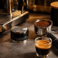 Tamper y Distribuidor de Cafe Maquina Espresso 2 en 1 Negro de 51 mm