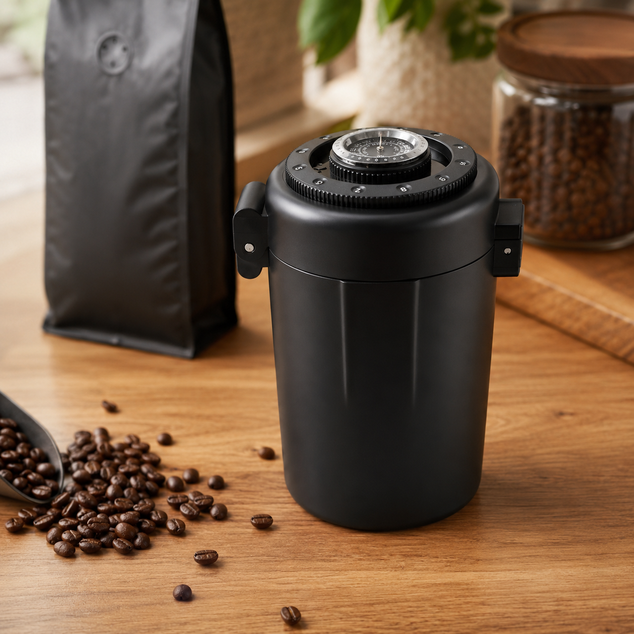 Recipiente Hermetico Profesional para Cafe 600 ml con Indicador de Fecha y Humedad