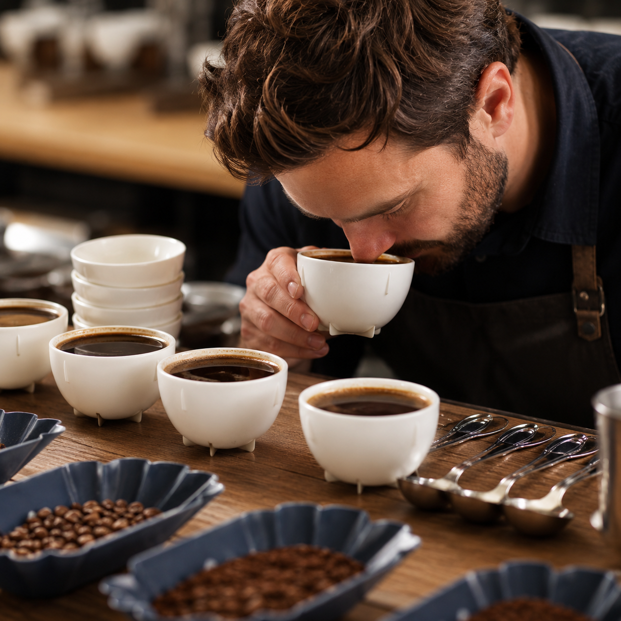 Taza Blanca para Catacion de Cafe 200 ml Apilable