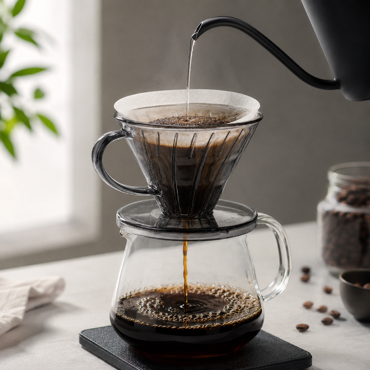 Metodo de Goteo Dripper V60 Clear Black 1 a 6 tazas