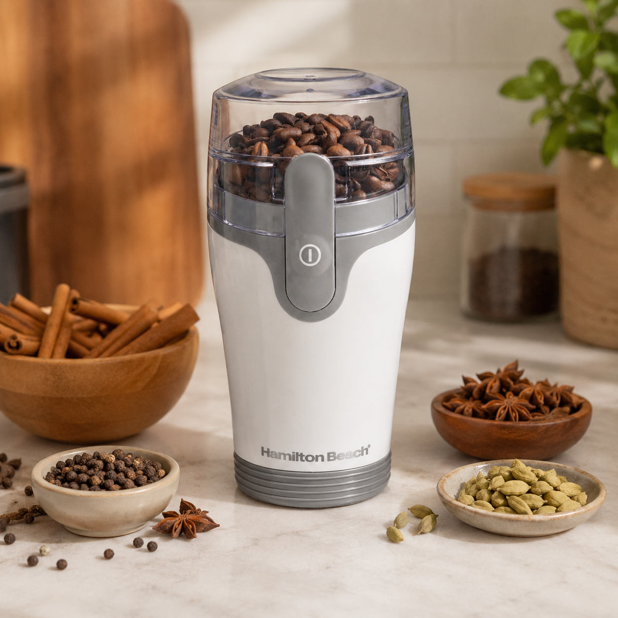 Molino Electrico Hamilton Beach Fresh Grind Blanco 80420 para Cafe y Especias