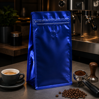 Bolsa Azul Metalizada Empaque para Cafe 250 g con Valvula y Zipper x 50 Unidades