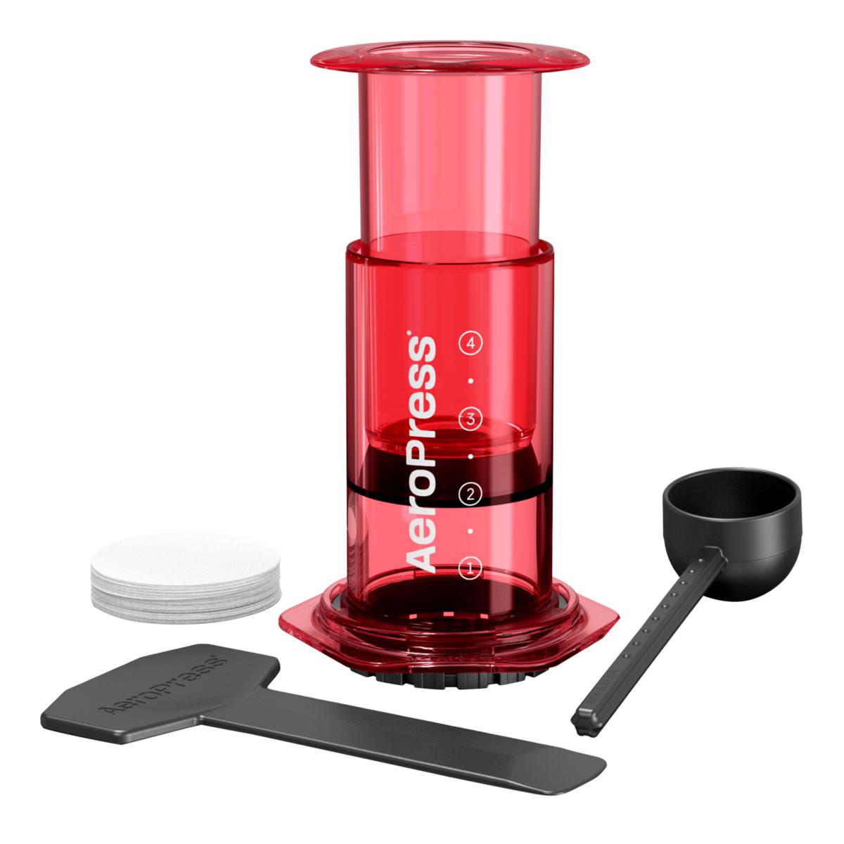 Cafetera AeroPress Clear Portable Original Roja 4 Tazas Maquina Móvil