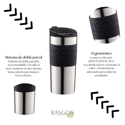 Termo Prensa Bodum Viajero Negra Acero Inoxidable 450ml