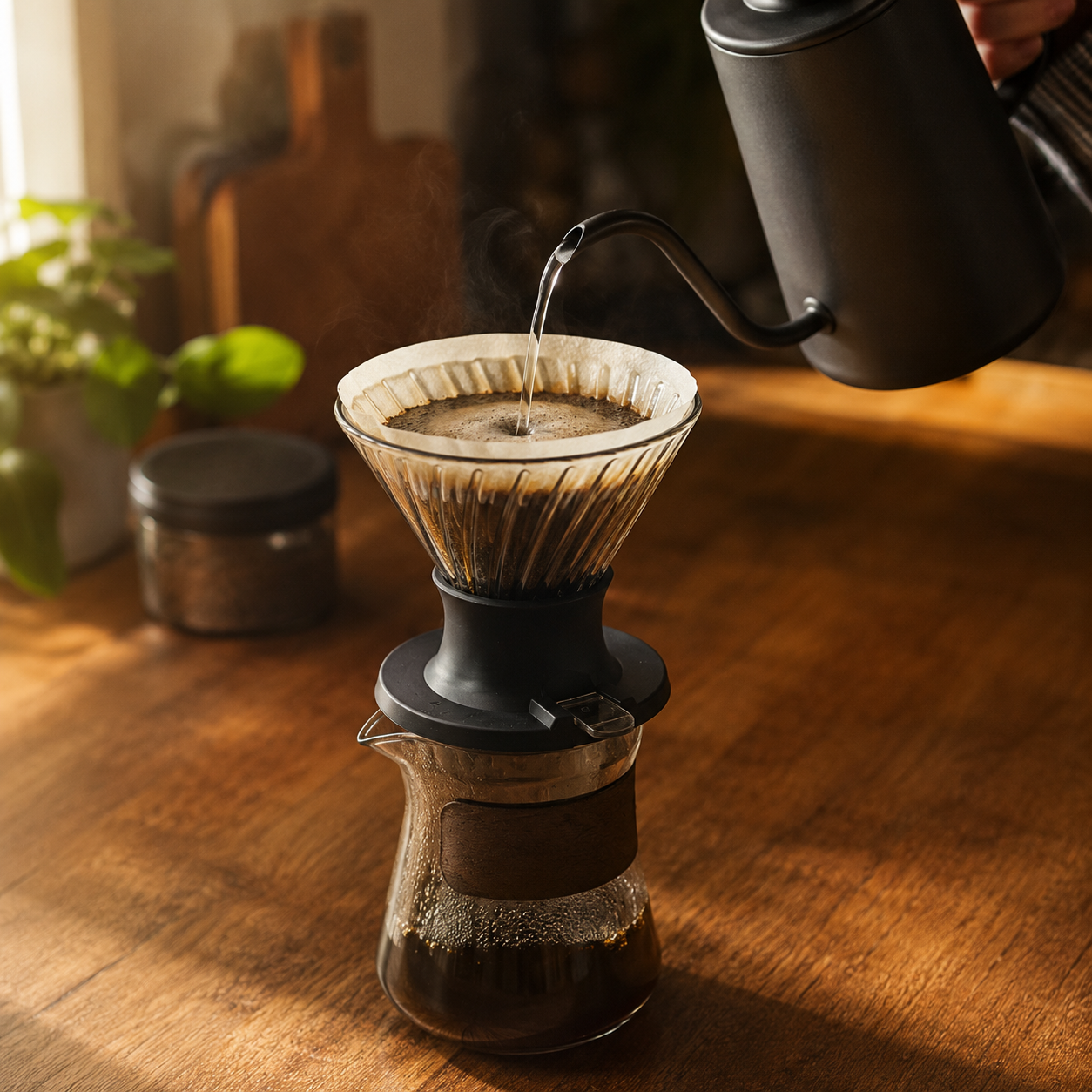 Kit Elegante Cafetera V60 Tipo Hario Switch con Server 400ml
