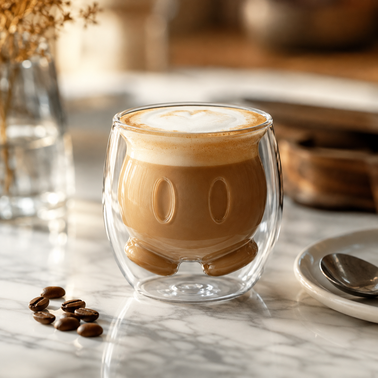 Vaso Transparente Doble Pared Cristal Vidrio | Pantalon Mickey 250 ml