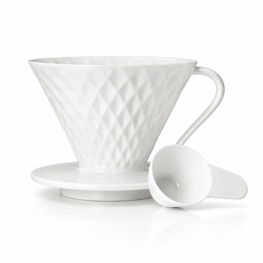Kit V60 Ceramica Blanco 02 con Cuchara Medidora