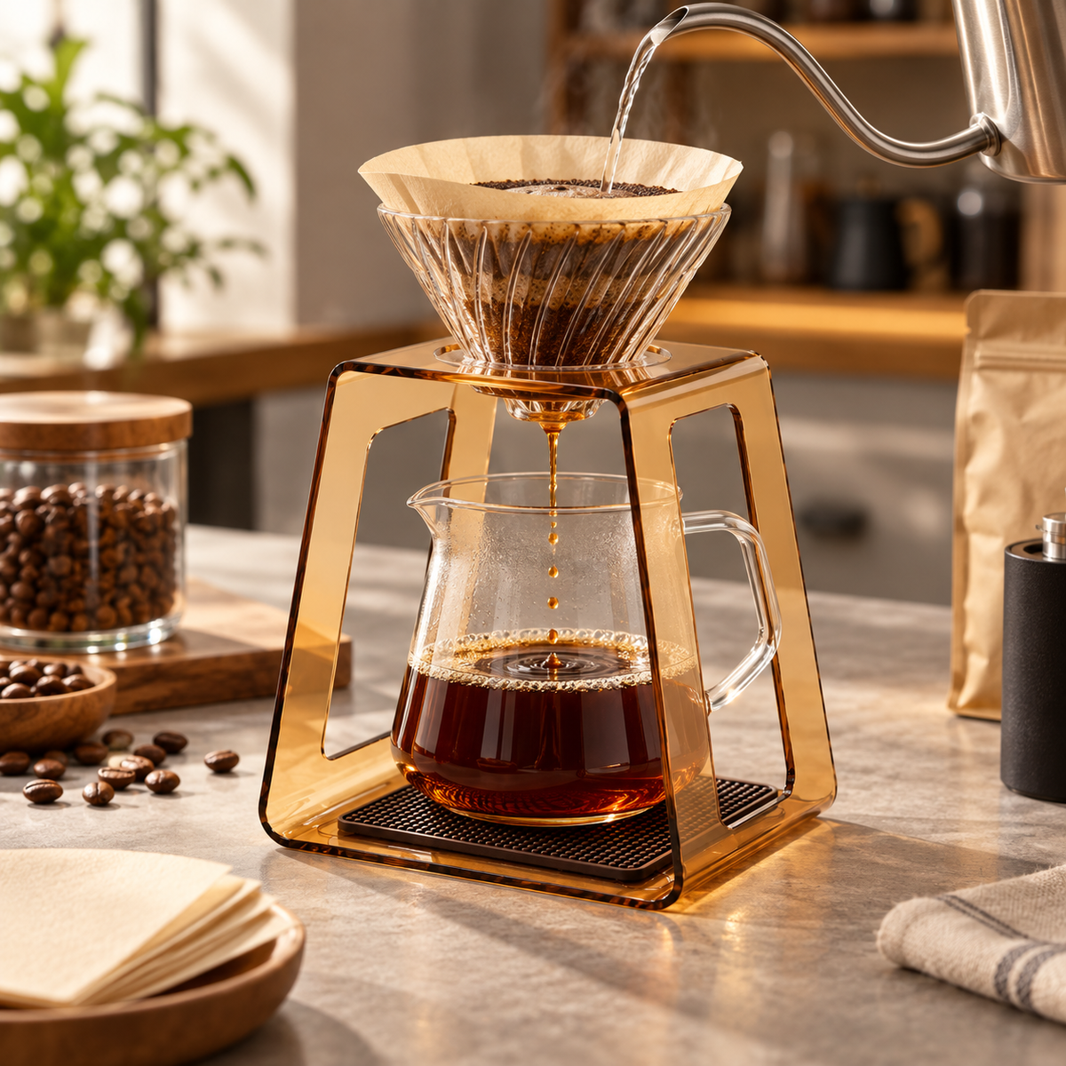 Base Metodo V60 Acrilica para Dripper Estacion Cafe Pour Over