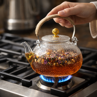 Tetera Vidrio Resistente Cuello Cisne con Filtro Acero Inoxidable 900ml