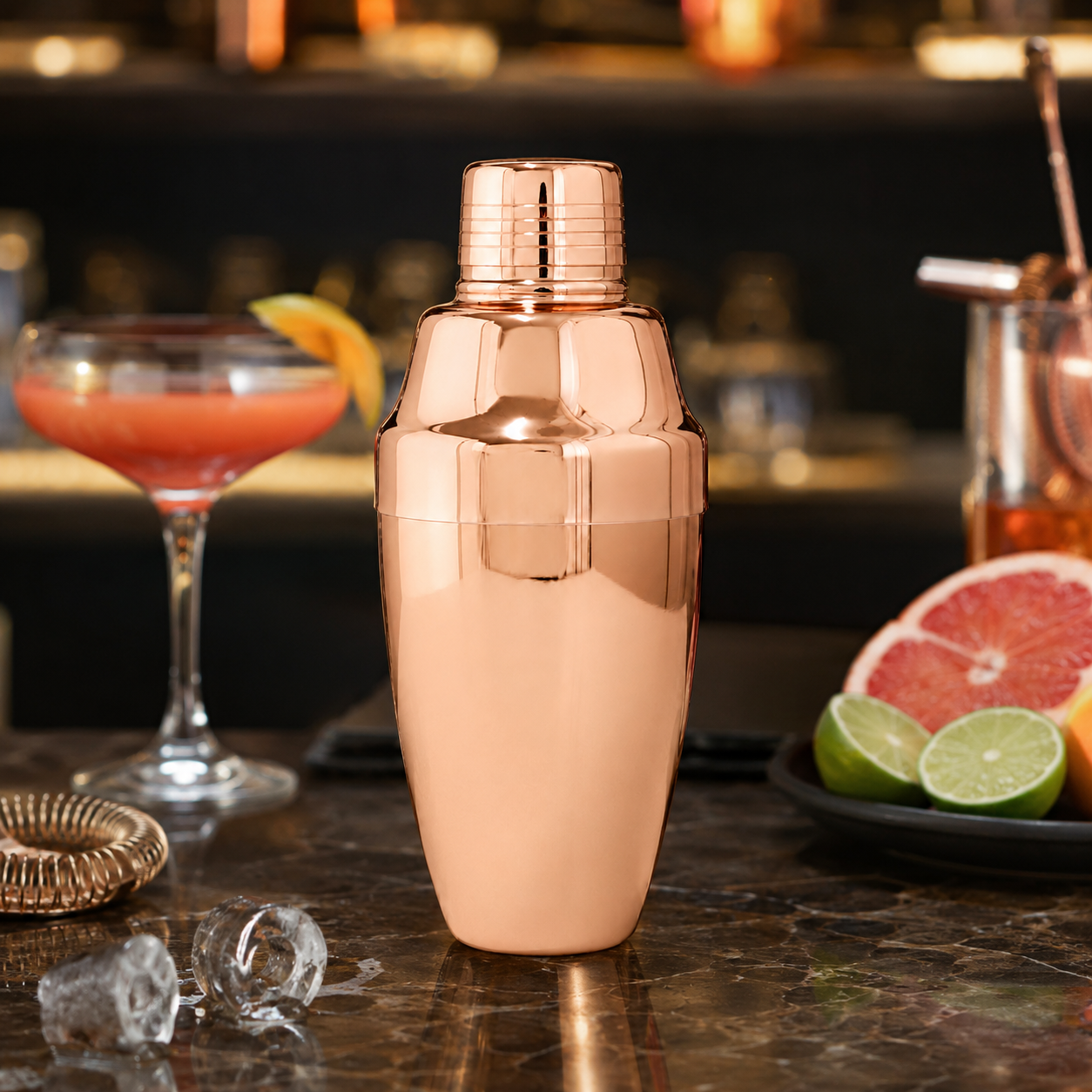 Coctelera Shaker Acero Inoxidable 750 ml Oro Rosa para Cocteles