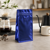 Bolsa Azul Metalizada Empaque para Cafe 250 g con Valvula y Zipper x 50 Unidades