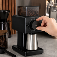 Molino Electrico Cafe de Muelas Planas en Acero Inoxidable con 8 Ajustes | Tolva de 250g y 180W