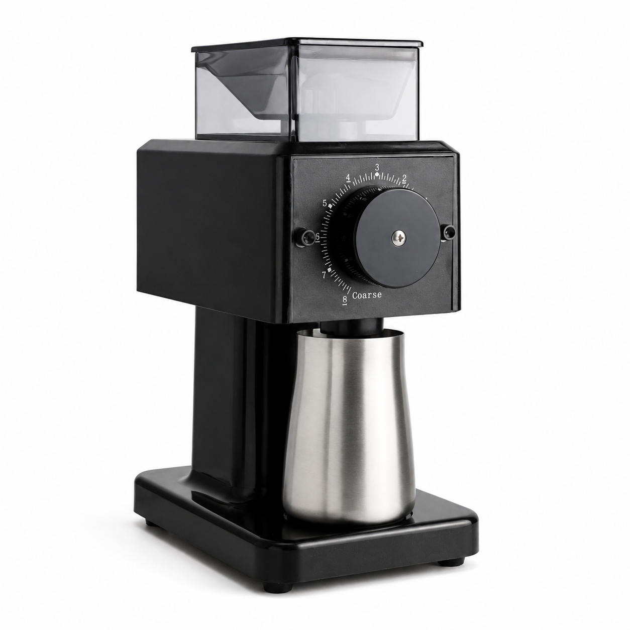 Molino Electrico Cafe de Muelas Planas en Acero Inoxidable con 8 Ajustes | Tolva de 250g y 180W