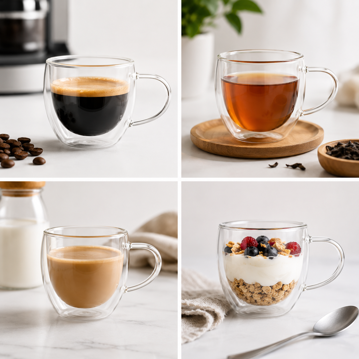 Pocillo Vaso Doble Pared 150ml para Cafe y Cappuccino