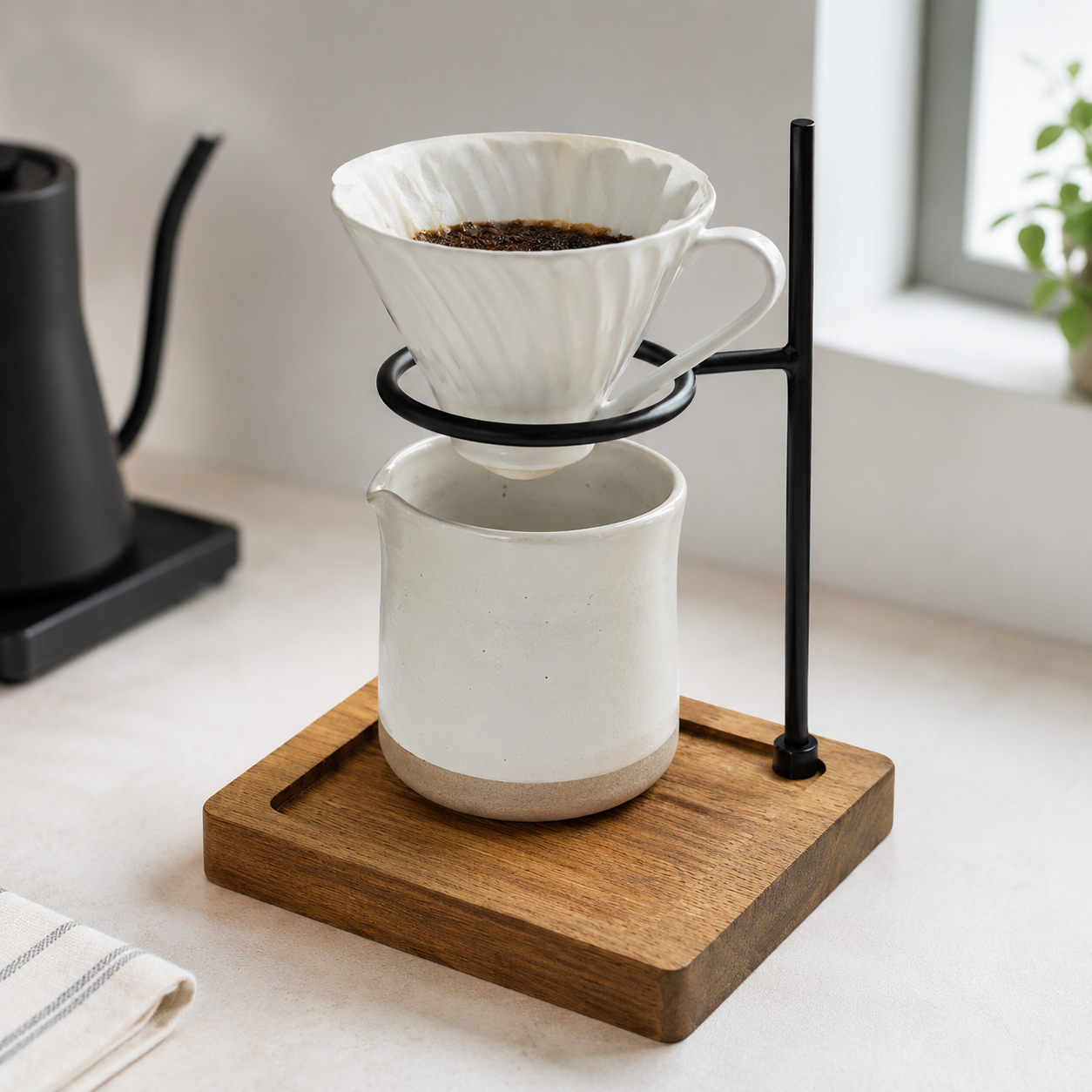 Soporte para V60 y Drippers con Base de Madera