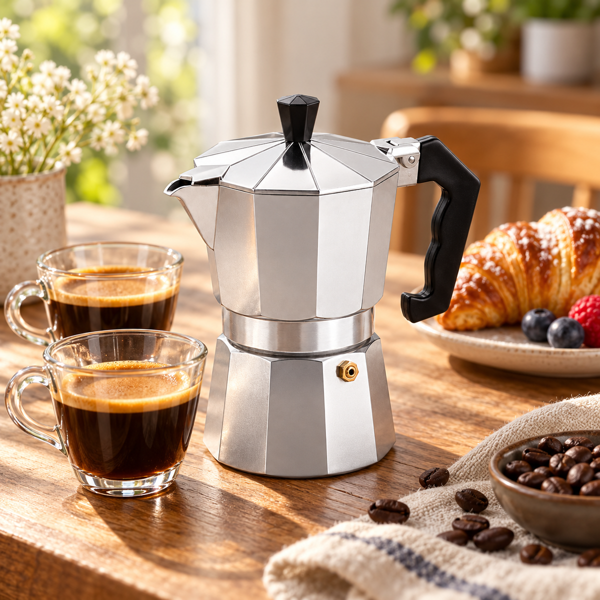 CAFETERA ITALIANA MOKA ALUMINIO PLATA 2 TAZAS