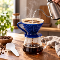 Kit V60 Ceramica Azul 02 con Cuchara Medidora