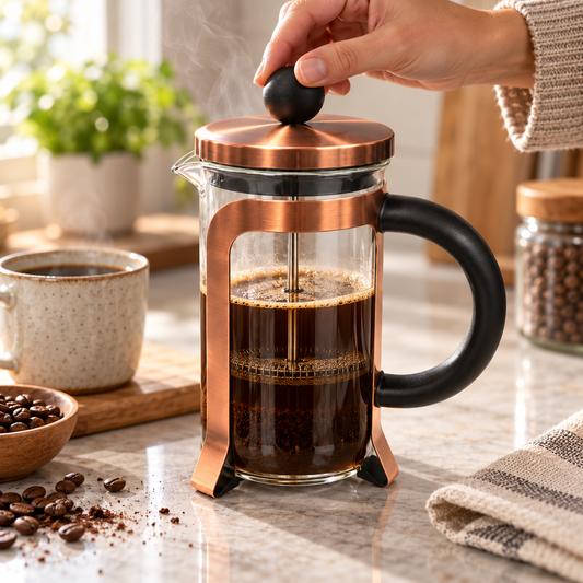 Cafetera Prensa Francesa Acero 1000ML Bronce