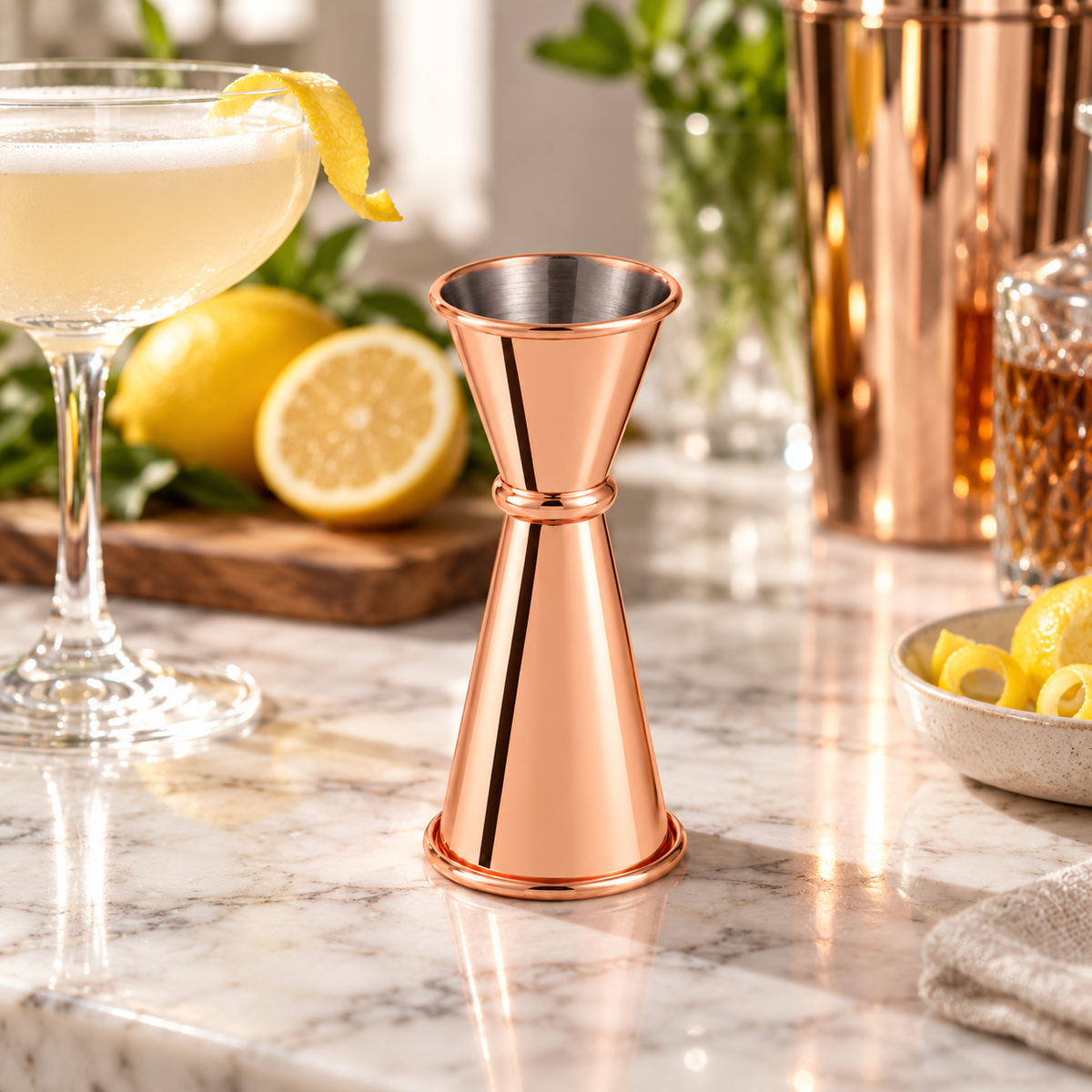 Jigger Medidor de Coctel Doble Oro Rosa