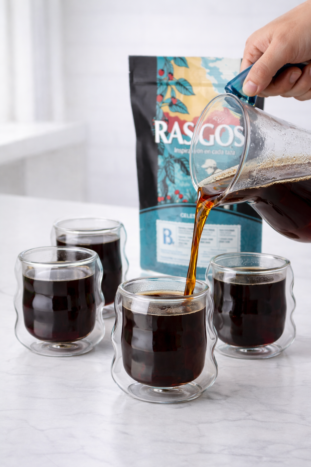 Cafetera Chemex 6 tazas Mango Cristal Azul Zafiro