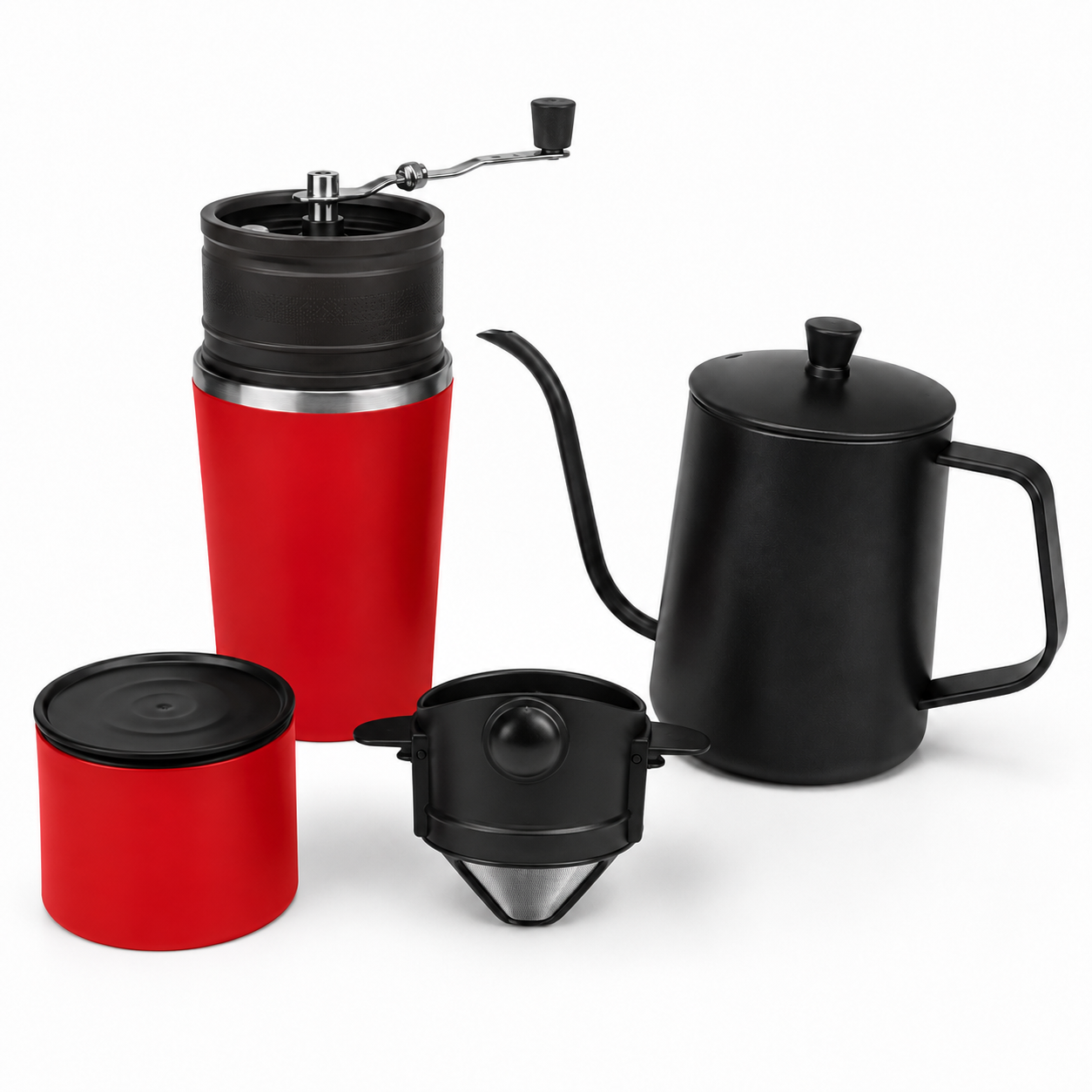 Kit de Cafe Dripper V60 Viajero 3 en 1 Tipo Cafflano Klassic con Jarra Cuello de Cisne 350 ml