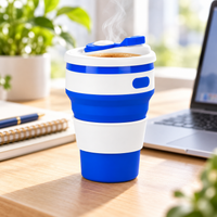 Vaso Plegable de Silicona 350 ml con Tapa Reutilizable y Portatil