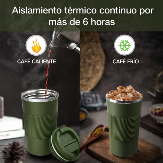 Vaso Termo Termico Tapa Antiderrame Acero Inoxidable 304 Reutilizable