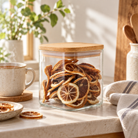 Recipiente para Cafe y Alimentos en Vidrio con Tapa de Bambu 450 ml