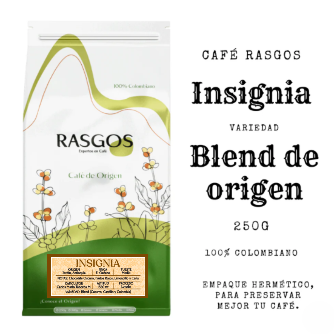 Kit de Cafés Colombianos Tradicionales de Origen | Café Insignia RASGOS + Café Boronia + Café Camelia + Café Monteloro