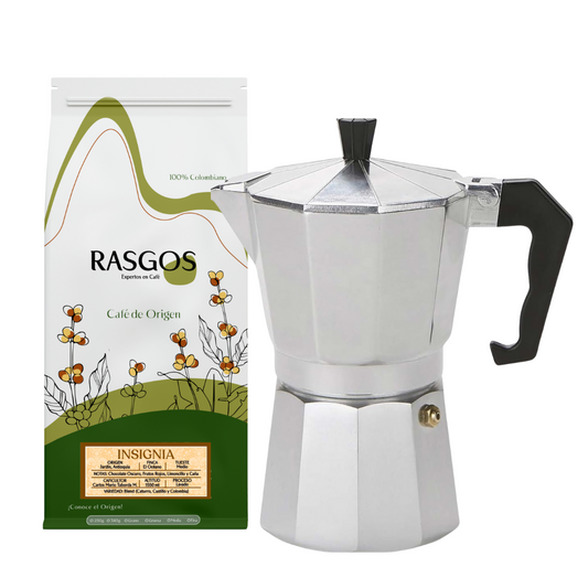 Combo Moka Italiana 9 Tazas + Cafe Insignia 250gr