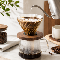 Cafetera Metodo V60 Dripper 02 de Vidrio con Base de Madera