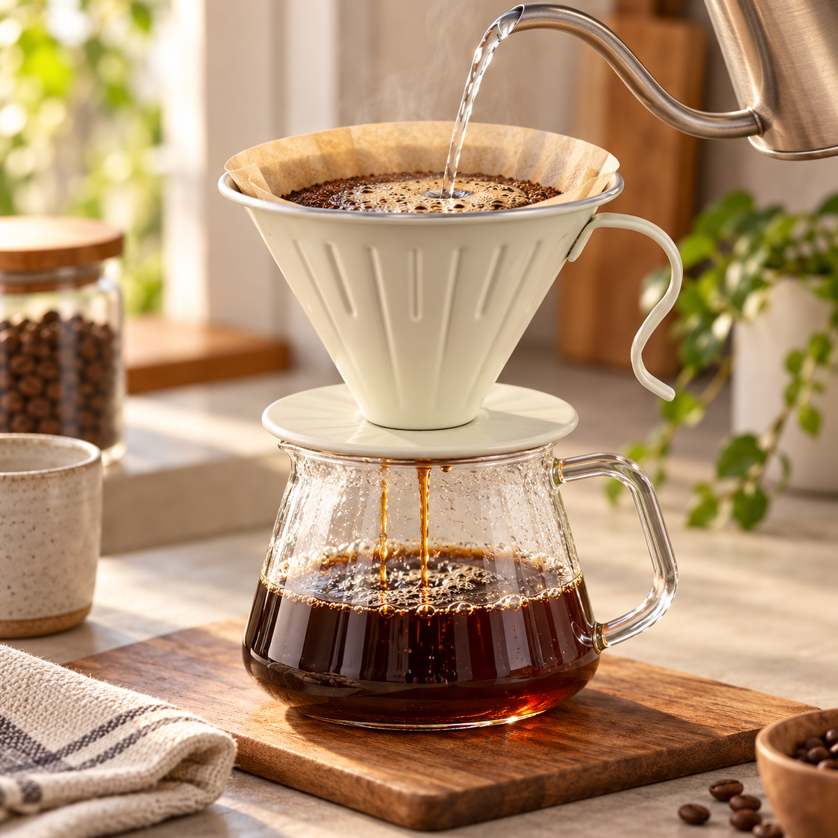 Cafetera Metodo Dripper V60 Acero Crema