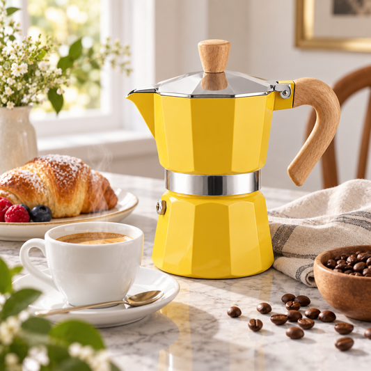Cafetera Italiana Moka 300 ml 6 Tazas Amarilla