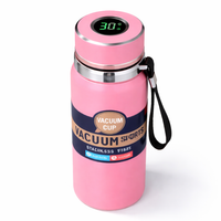 Termo Termico con Termometro en Pantalla Digital Rosado 600ml Acero Inox