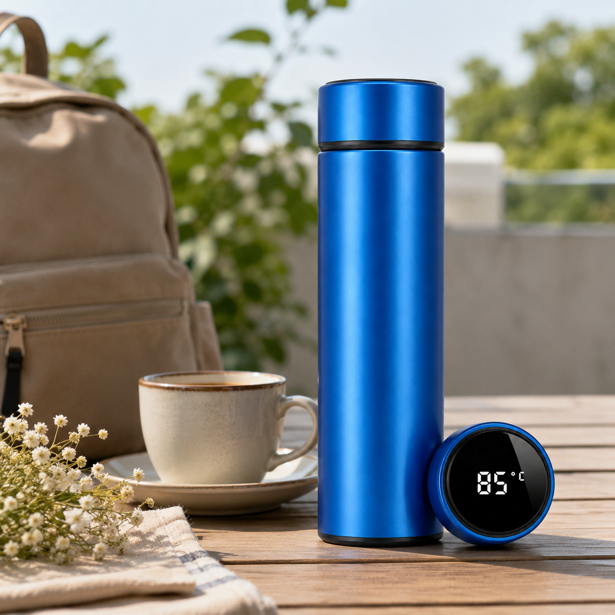 Termo Digital Azul 500 ml con Indicador de Temperatura