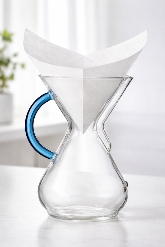 Cafetera Chemex 6 tazas Mango Cristal Azul Zafiro