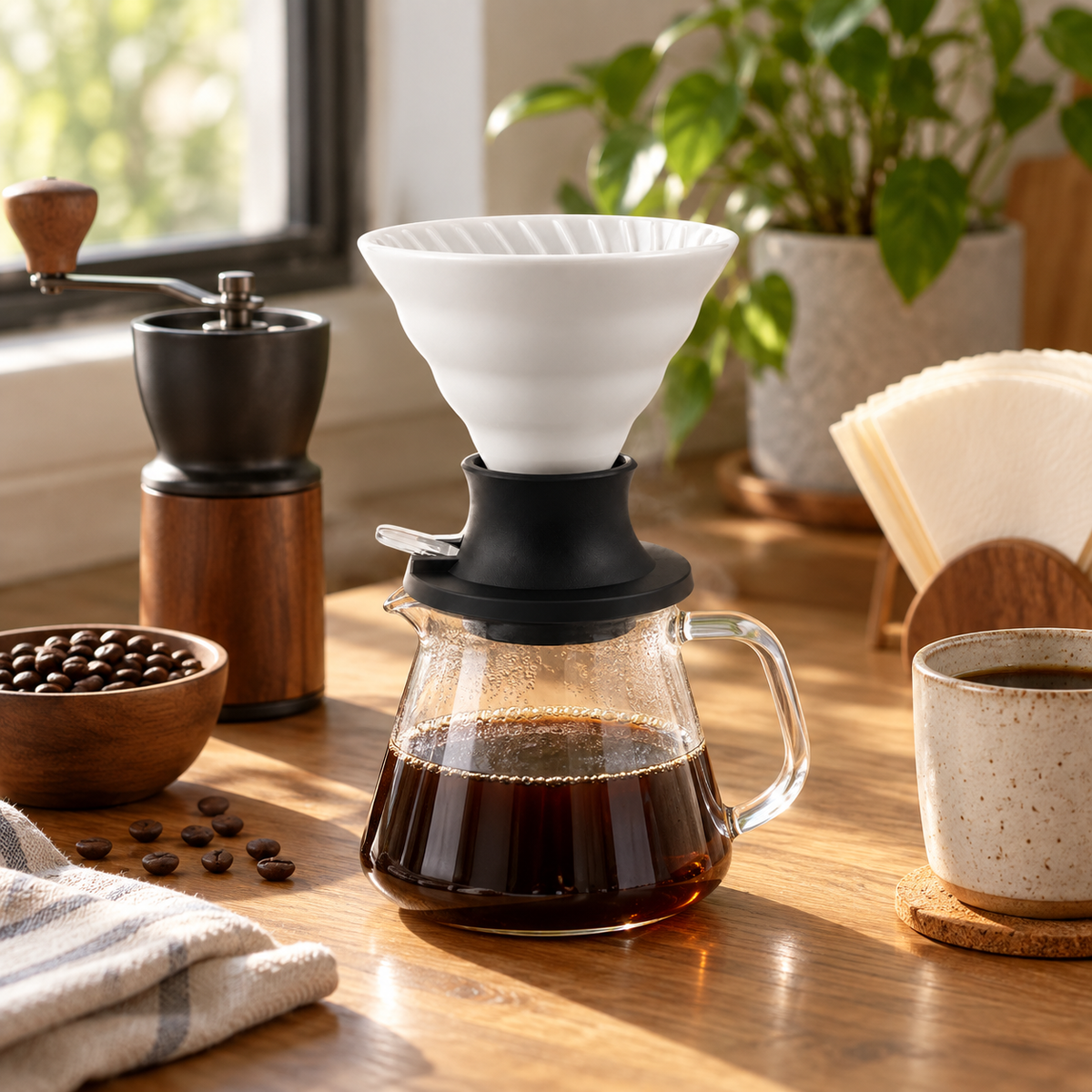 Cafetera V60 Dripper Tipo Hario Switch Ceramica Blanco | Metodo Cafe por Inmersion