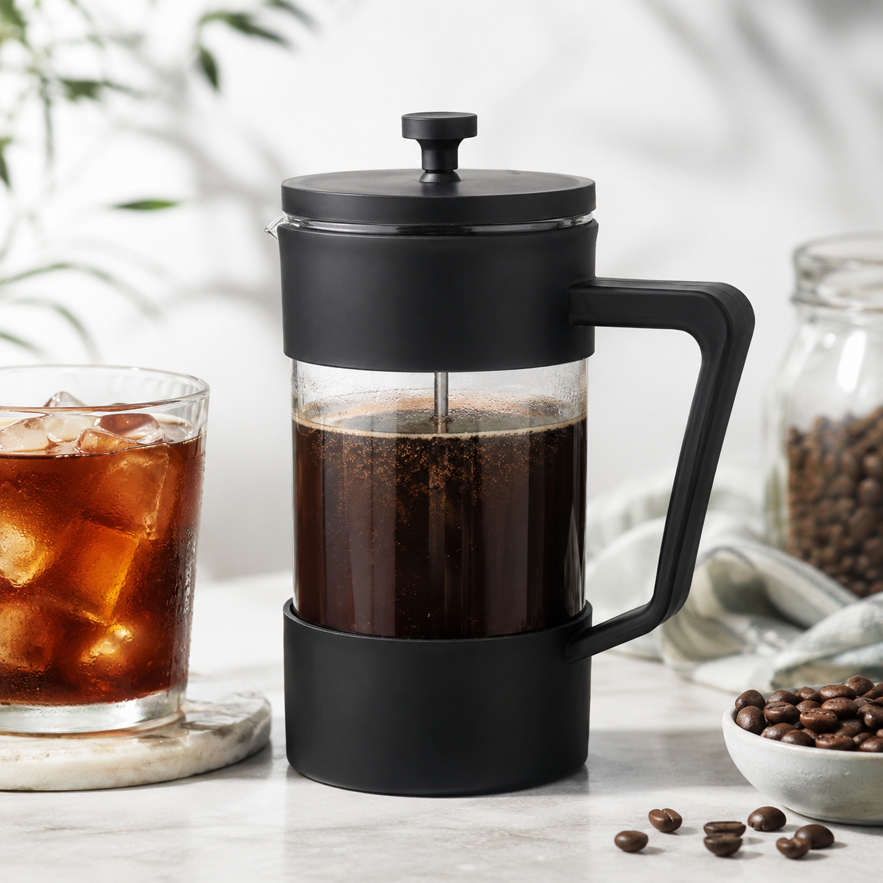Prensa Francesa de Vidrio Negra 350 ml