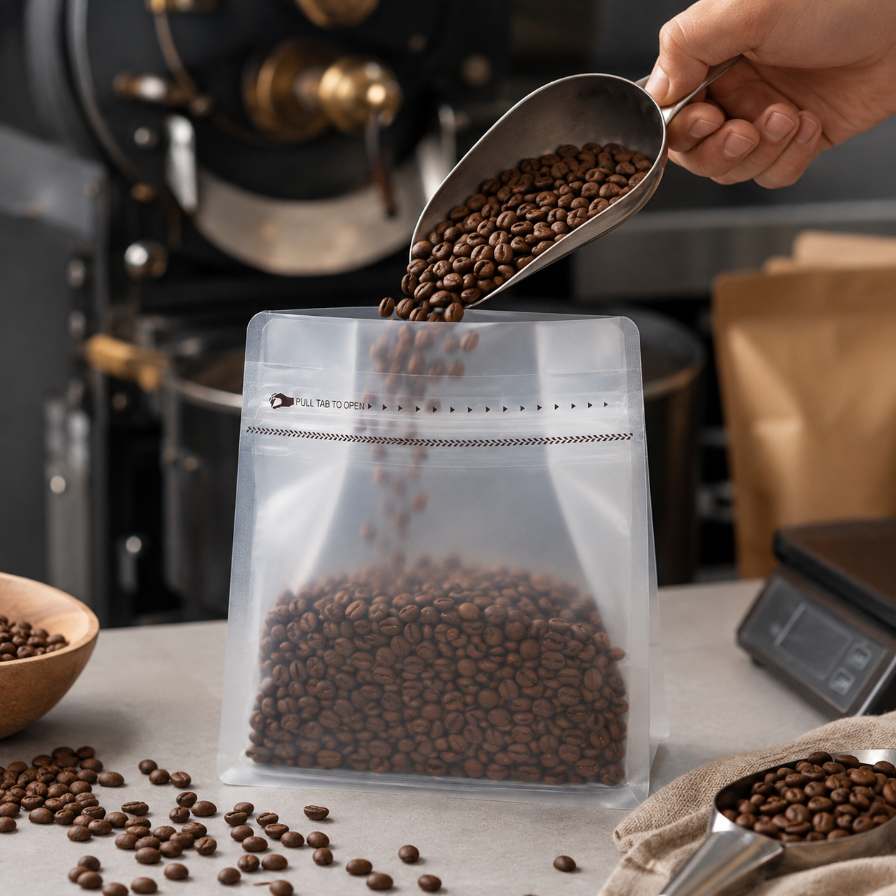Bolsa Empaque Cafe Transparente 250 g con Zipper x 50 Unidades