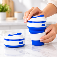 Vaso Plegable de Silicona 350 ml con Tapa Reutilizable y Portatil
