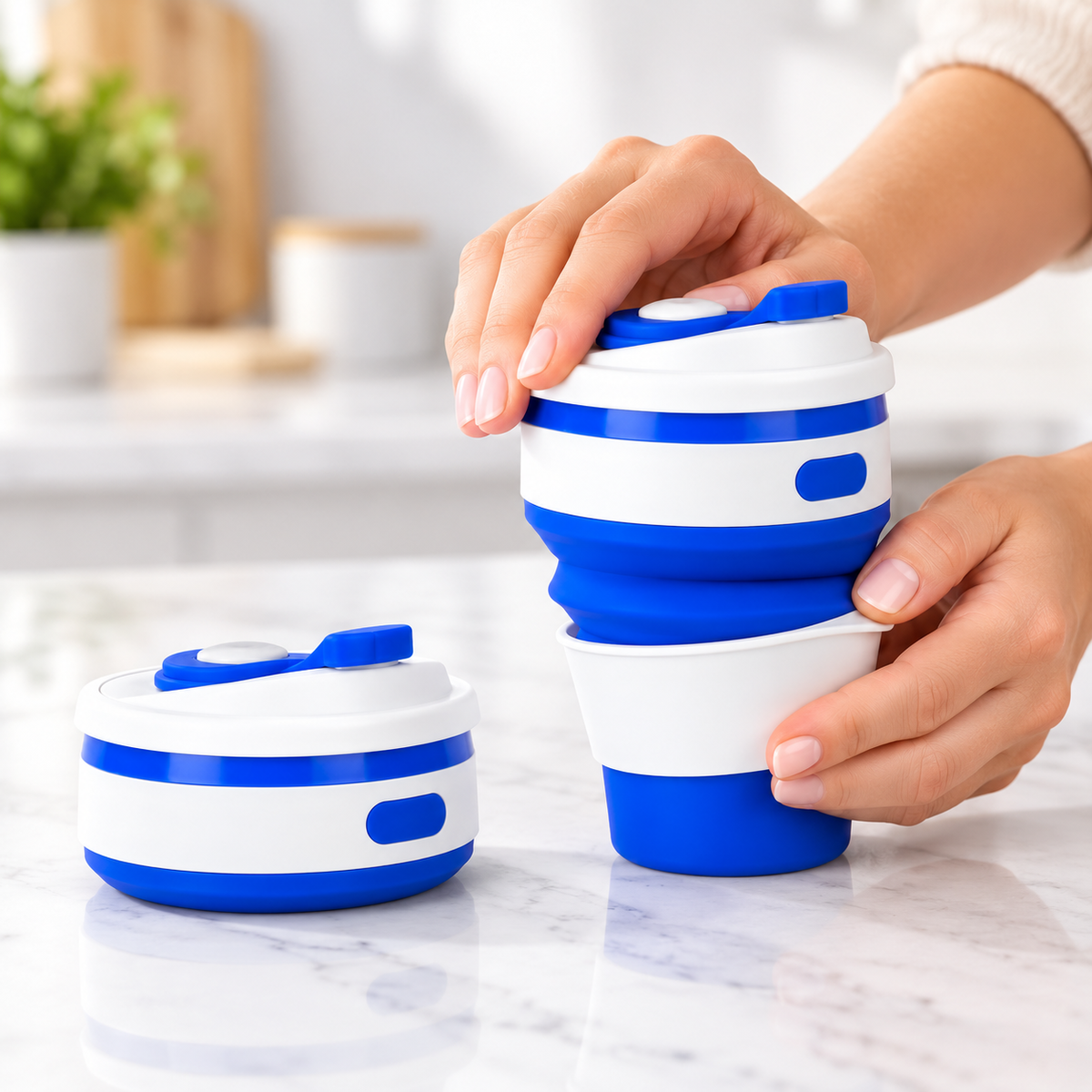 Vaso Plegable de Silicona 350 ml con Tapa Reutilizable y Portatil