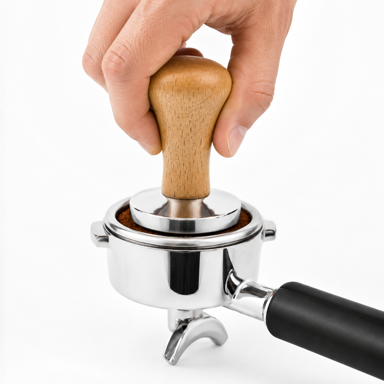 Tamper para Café Madera y Acero 58 mm | Maquina Espresso Barista