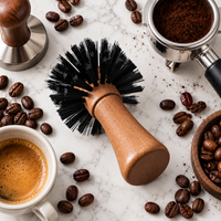 Cepillo Barista de Limpieza para Molino y Espresso – Mango de Madera